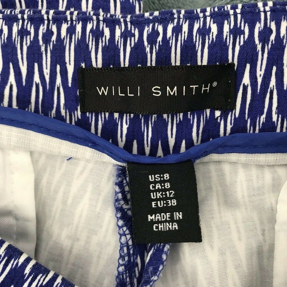 WILL SMITH WOMEN'S SIZE 8 BLUE PRINT MIDRISE CAPRI PANTS - Picture 6 of 6